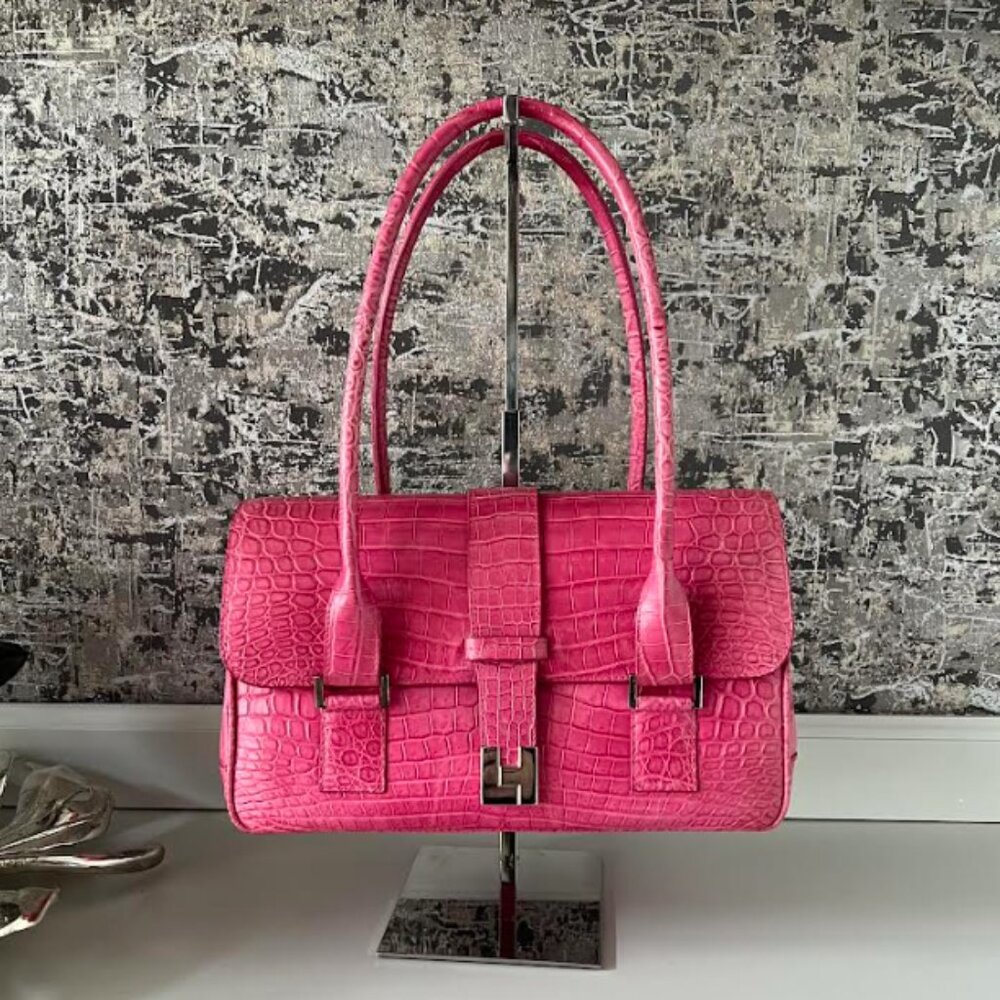 $6.2K LAMBERTSON TRUEX PINK CROCODILE PURSE BAG *TIFFANY & CO*